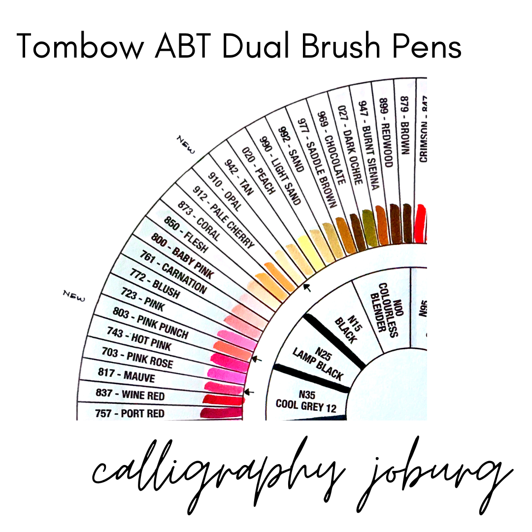 Tombow ABT Dual Large Brush Pens COLOURS Calligraphy Joburg