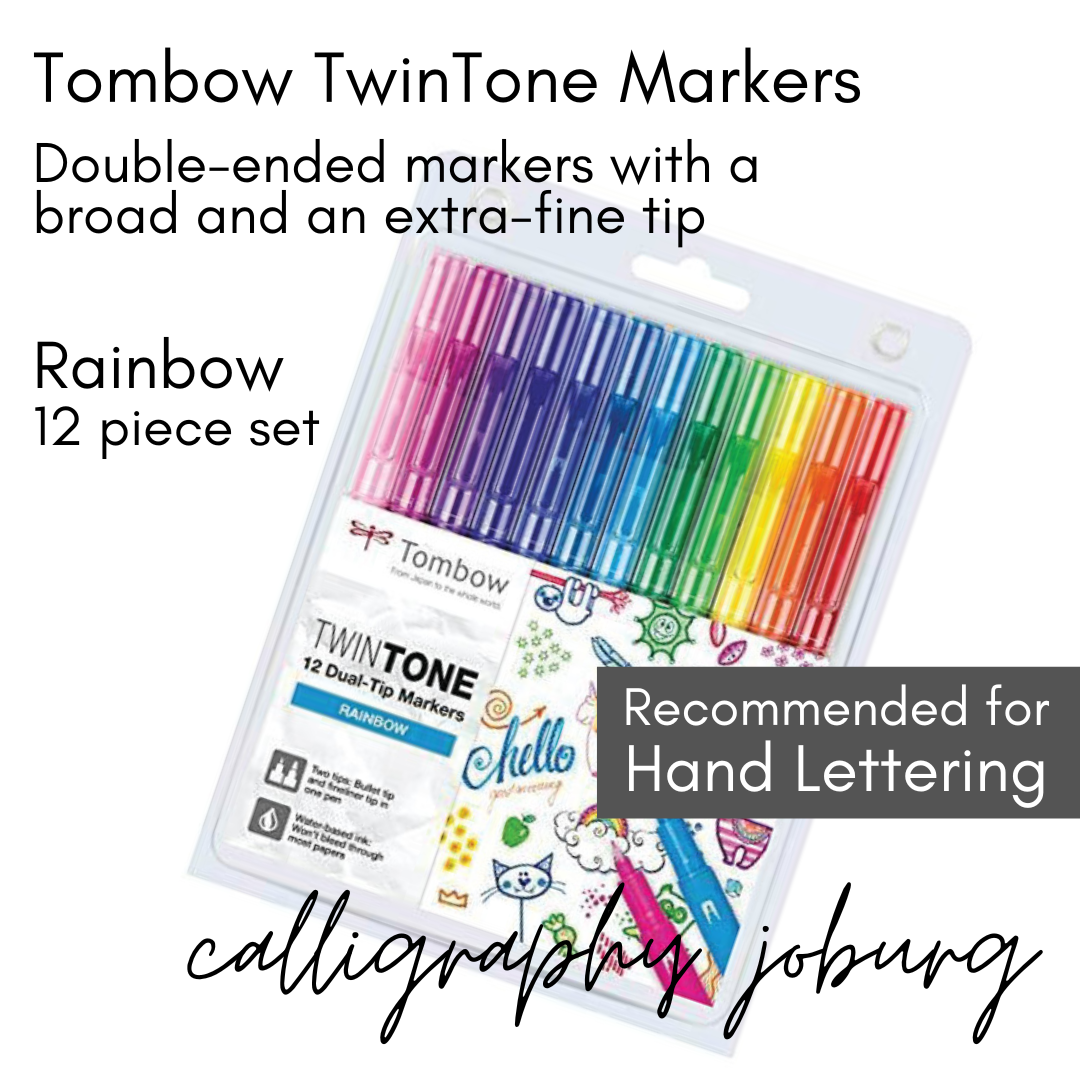 Rainbow Lettering with Tombow Dual Brush Pens using Faux Calligraphy