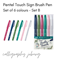 Pentel Touch Sign Brush Pens - Set B (6 Pack)