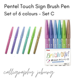 Pentel Touch Sign Brush Pens - Set C (6 Pack)