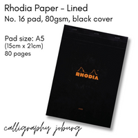 Rhodia No. 16 Pad - A5 Lined Paper (black cover)