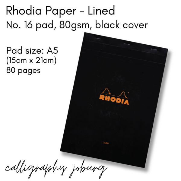 Rhodia No. 16 Pad - A5 Lined Paper (black cover)