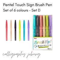 Pentel Touch Sign Brush Pens - 6 Pack