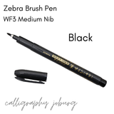Zebra Brush Pen -  WF3 Black (Medium Nib)