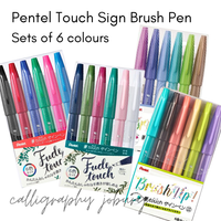 Pentel Touch Sign Brush Pens - 6 Pack