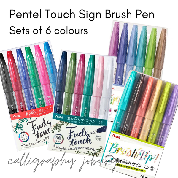 Pentel Touch Sign Brush Pens - 6 Pack
