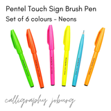 Pentel Touch Sign Brush Pens - 6 Pack