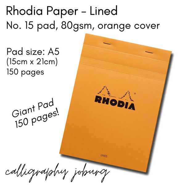 Rhodia No. 15 Giant Pad - A5 Lined Paper (orange cover)