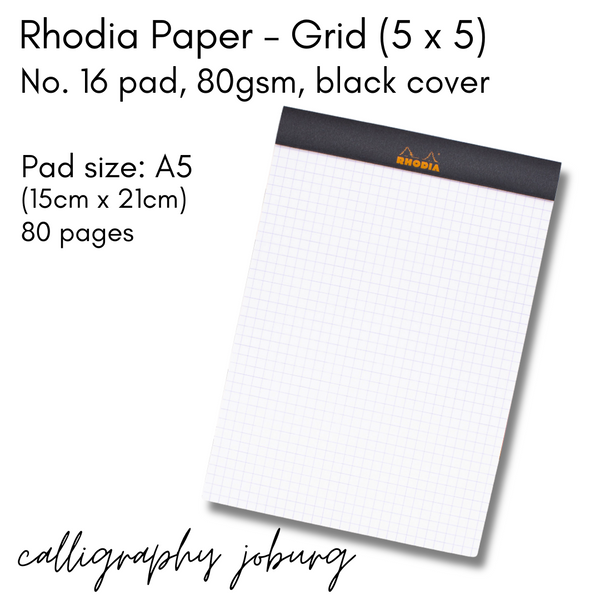 Rhodia No. 16 Pad - A5 Grid Paper (black cover)