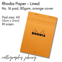 Rhodia No. 16 Pad - A5 Lined Paper (orange cover)