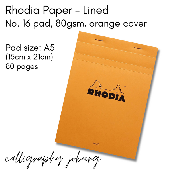 Rhodia No. 16 Pad - A5 Lined Paper (orange cover)