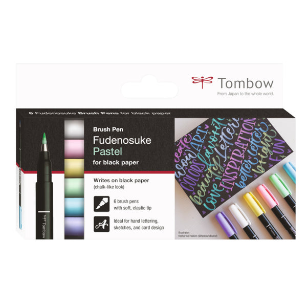 Tombow Fudenosuke Brush Pens PASTELS - set of 6