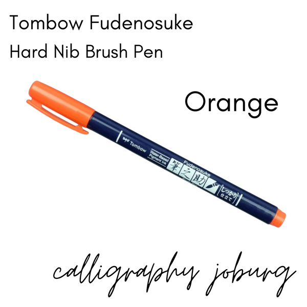 Tombow Fudenosuke Brush Pens - Orange (hard nib)