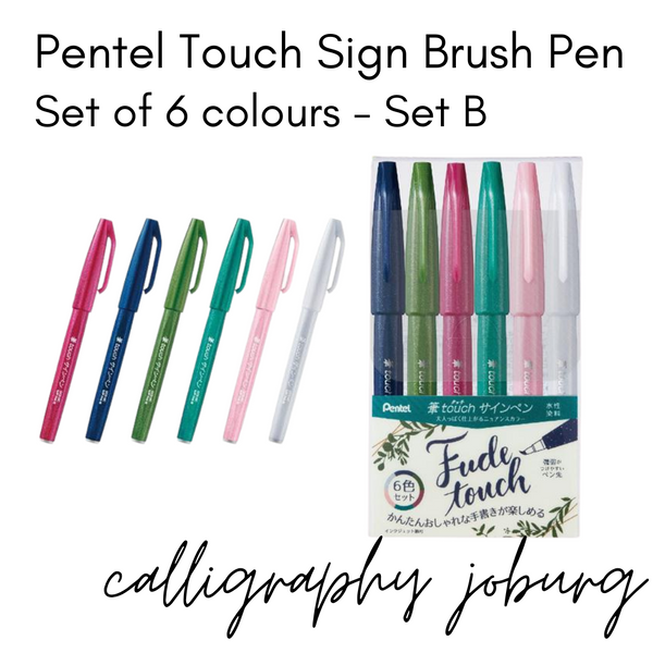 Pentel Touch Sign Brush Pens - Set B (6 Pack)