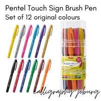 Pentel Touch Sign Brush Pens - 12 Pack