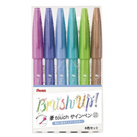 Pentel Touch Sign Brush Pens - Set C (6 Pack)