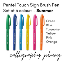 Pentel Touch Sign Brush Pens - Summer (6 Pack)