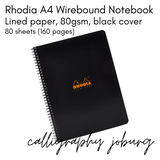 Rhodia A4 Wirebound Notebook - Lined (black cover)