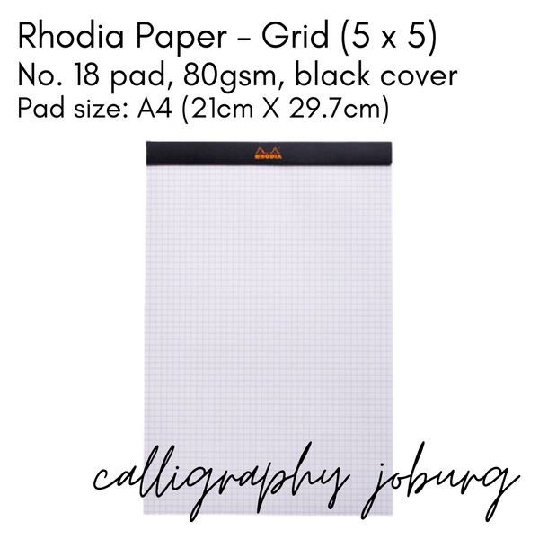 Rhodia No. 18 Pad - A4 Grid Paper (black cover)
