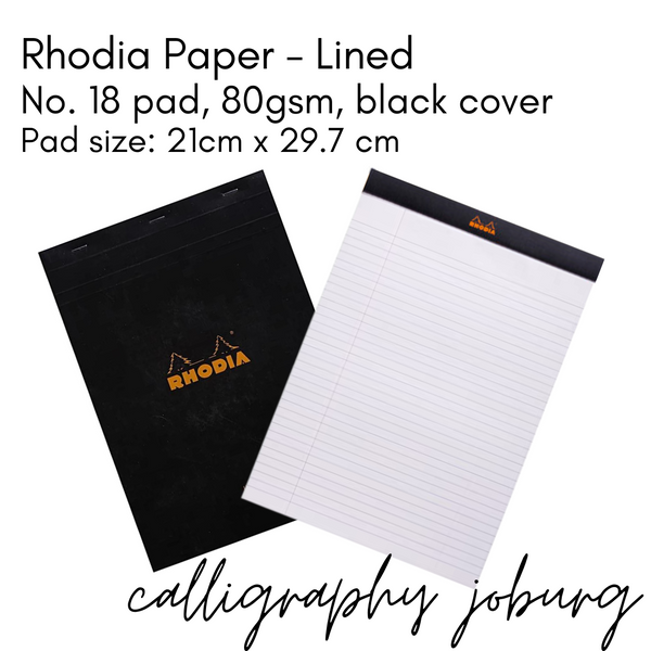 Rhodia No. 18 Pad - A4 Lined Paper (black cover)